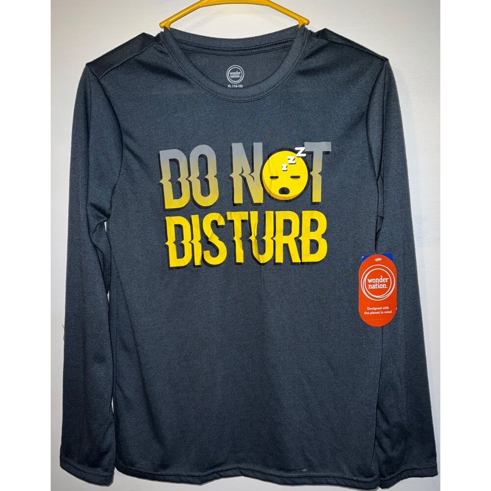 New Wonder Nation "Do Not Disturb" Youth Long Sleeve Shirt  XL (14-16) Gray